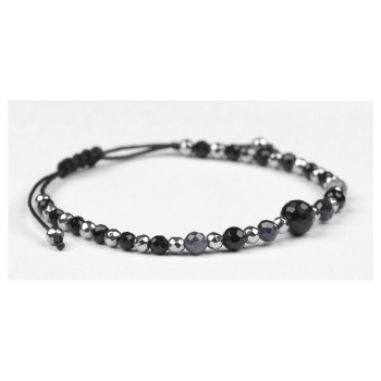 Bransoletka celebrytka czarny TURMALIN SZAFIR HEMATYT ochrona i optymizm